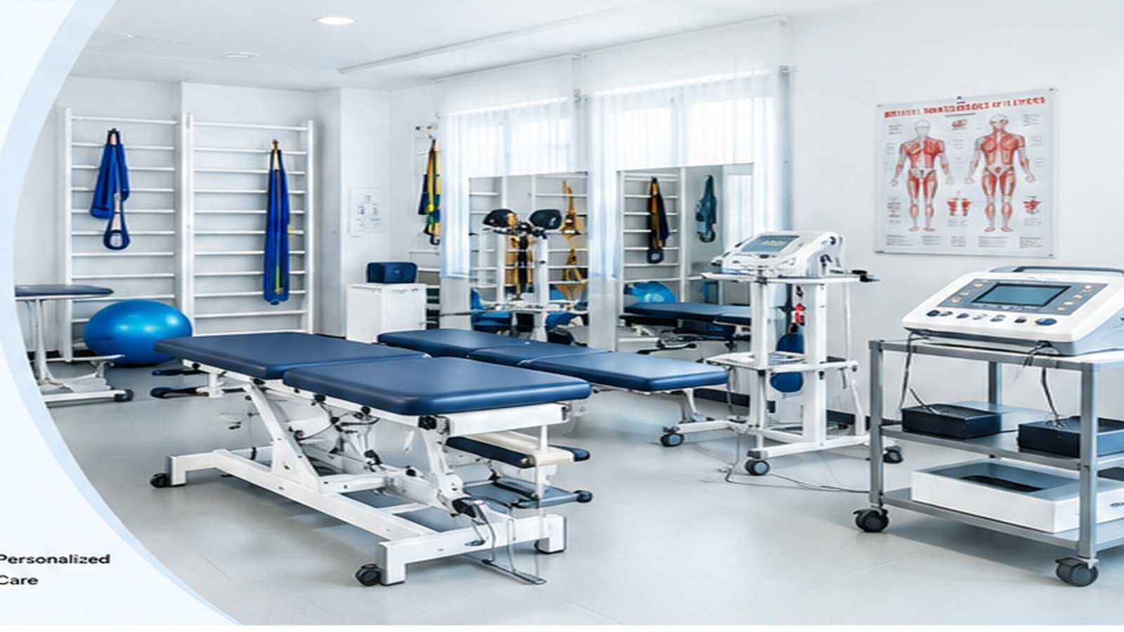 Modern physiotherapy treatment room